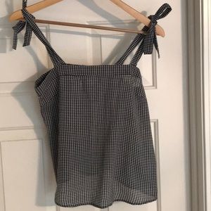 JCrew black and white check top size xs